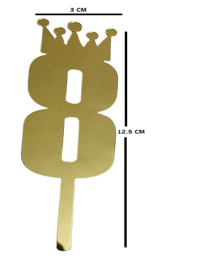 موريل زينة كعكة موريل الذهبية اللون رقم 8 مع زينة عيد ميلاد سعيد لتزيين كعكة عيد ميلاد الأطفال، أعلام للبنات/الأولاد/الأطفال. - Image 2